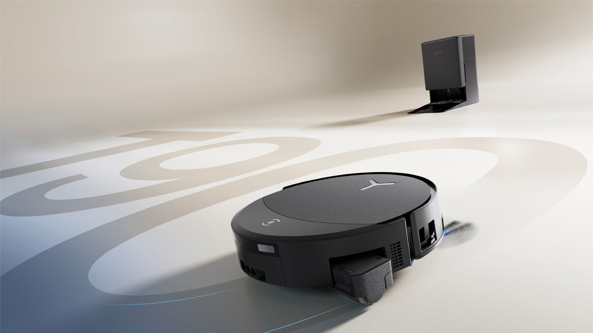 Ecovacs DEEBOT T90 PRO OMNI Robot Vacuum and Mop - Black - cleaning a living room