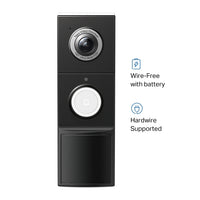 Tapo D235 smart video doorbell camera, front view showing wire-free/hardwire power options