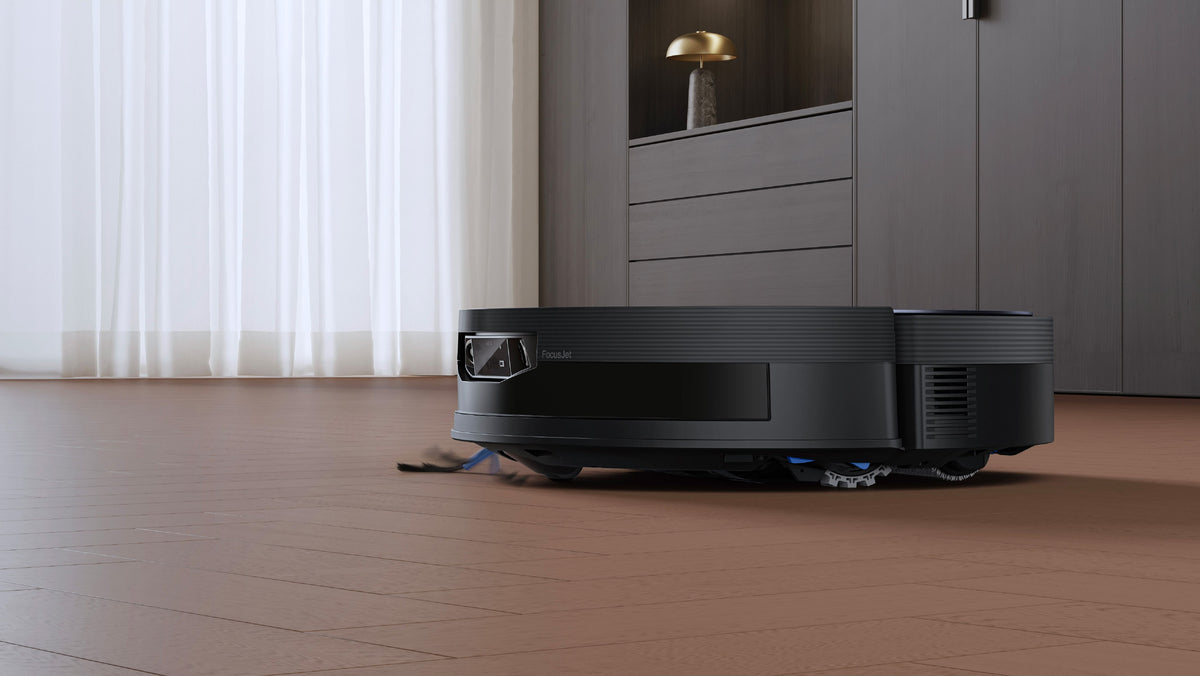 Ecovacs DEEBOT X12 OmniCyclone Bagless Robot Vacuum and Mop - Black - edge cleaning along a wall