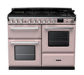 Rangemaster Estel Deluxe 110 Dual Fuel range cooker in Pale Pink with Chrome trim