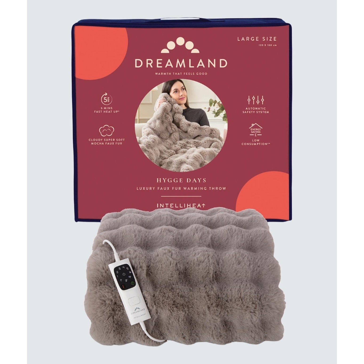 Dreamland Hygge Days Luxury Faux Fur Electric Throw | 26042