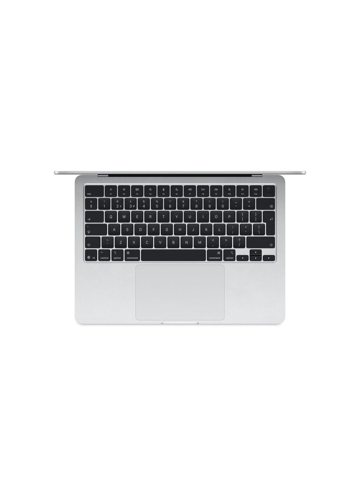 Apple MacBook Air 13" M5 16GB/512GB Laptop - Silver - top-down view of keyboard and trackpad