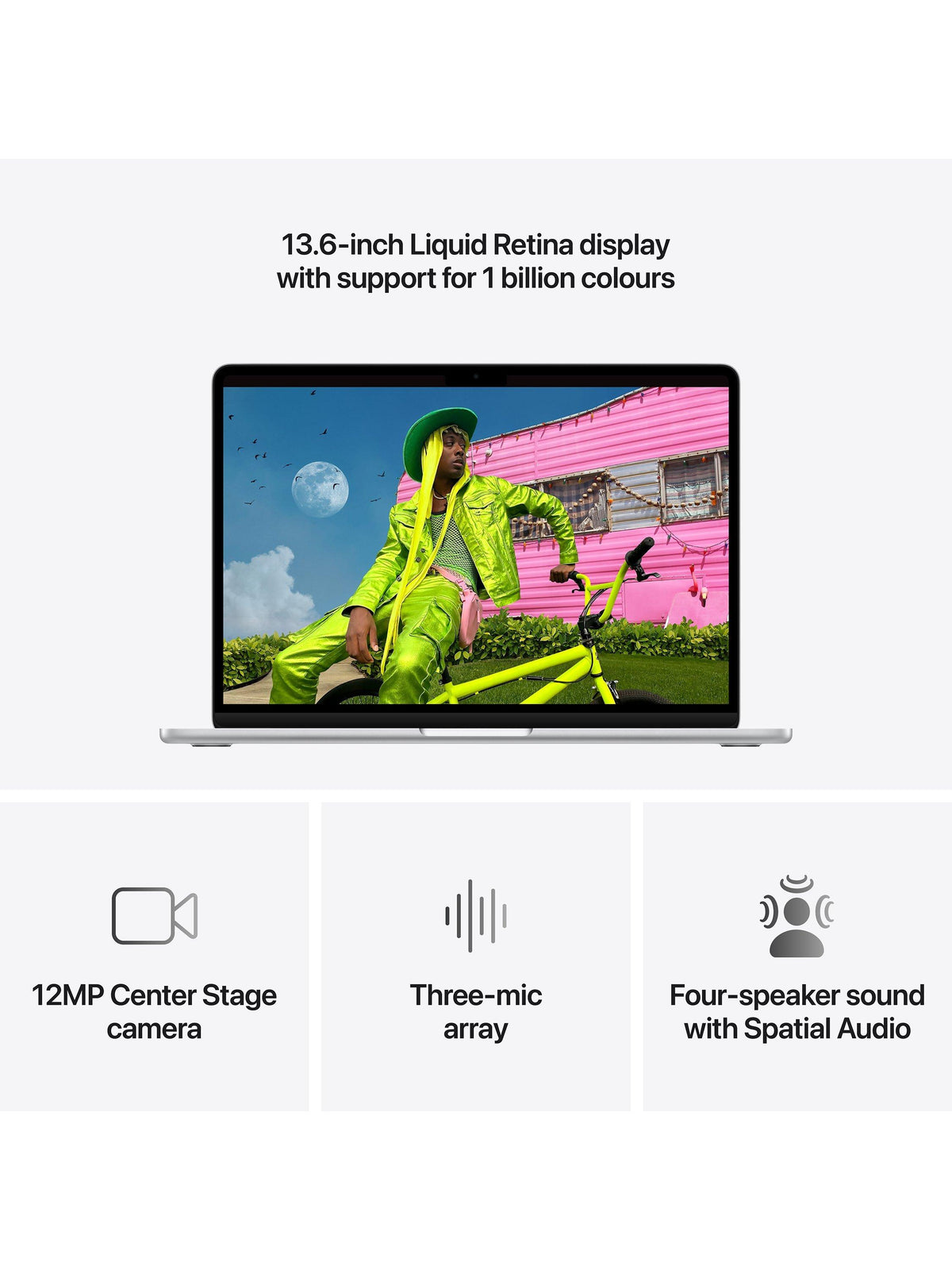 Apple MacBook Air 13" M5 16GB/512GB Laptop - Silver - 13.6-inch Liquid Retina display with camera, mic and speaker captions