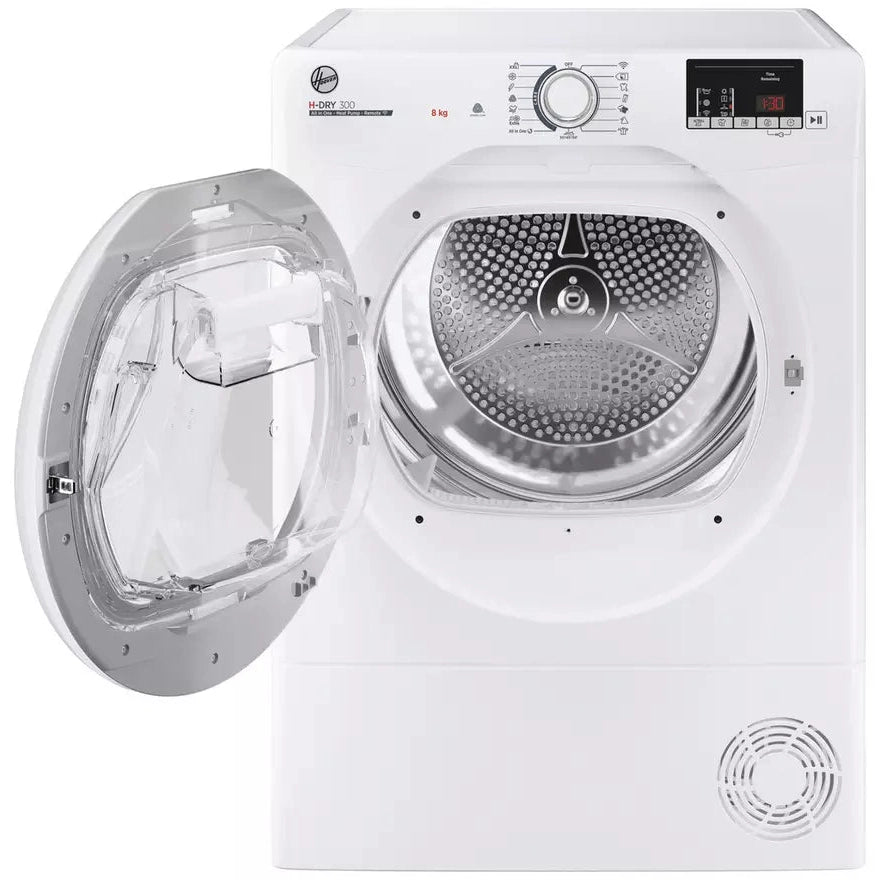Hoover HLE H8A2DE 80 8KG Heat Pump Tumble Dryer - White | HLEH8A2DE-80 Hoover Tumble Dryer Euronics Ireland