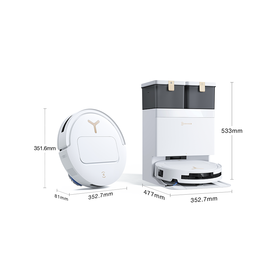 Ecovacs DEEBOT T50 PRO OMNI Gen3 Robot Vacuum and Mop - White - dimensions