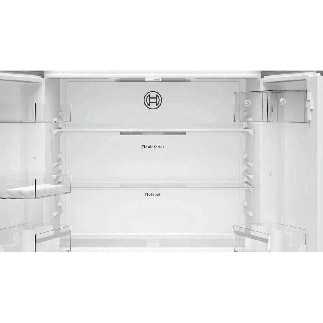 Bosch XXL KFN96VPEAG 4 door fridge freezer fridge shelves close-up
