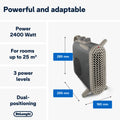 De'Longhi Capsule Fit 2400W Fan Heater - Grey - 2400W, three power levels and dimensions