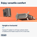De'Longhi Capsule Fit 2400W Fan Heater - Grey - upright or horizontal positioning