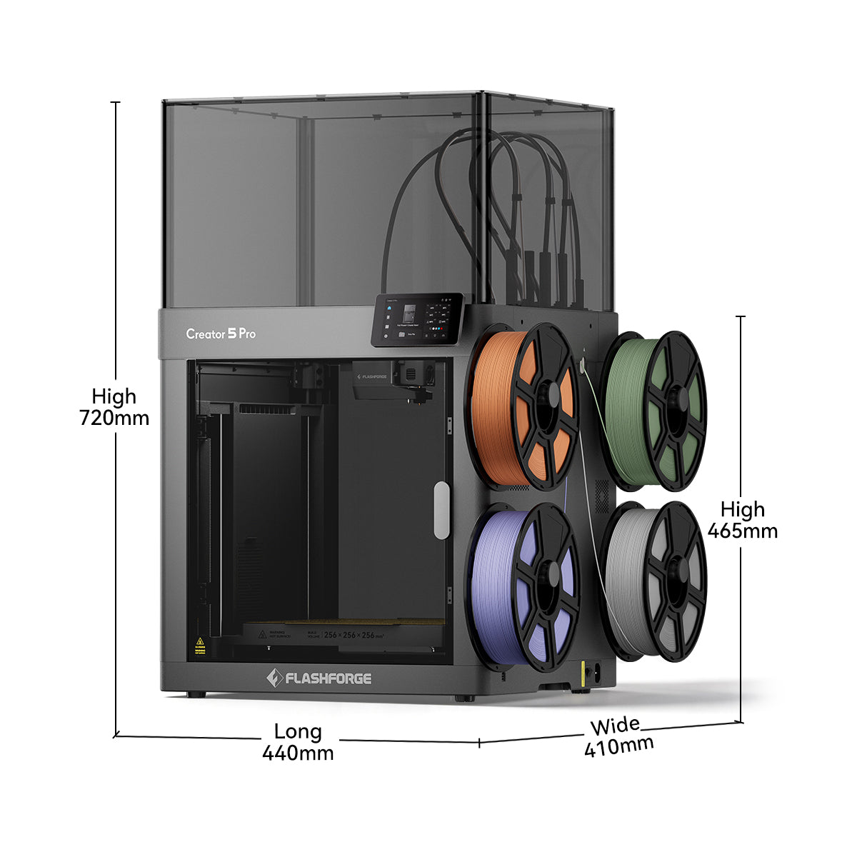 Flashforge Creator 5 Pro Enclosed Four-Toolhead 3D Printer - dimensions