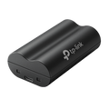 Tapo A100 security camera battery pack, angled view showing USB-C port