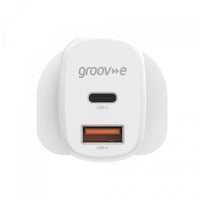 Groov-e 20W USB-C and USB-A Wall Charger White - official product image