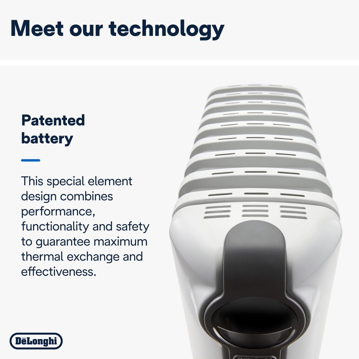 De'Longhi Radia S Oil-Filled Radiator 2kW - patented heating element design