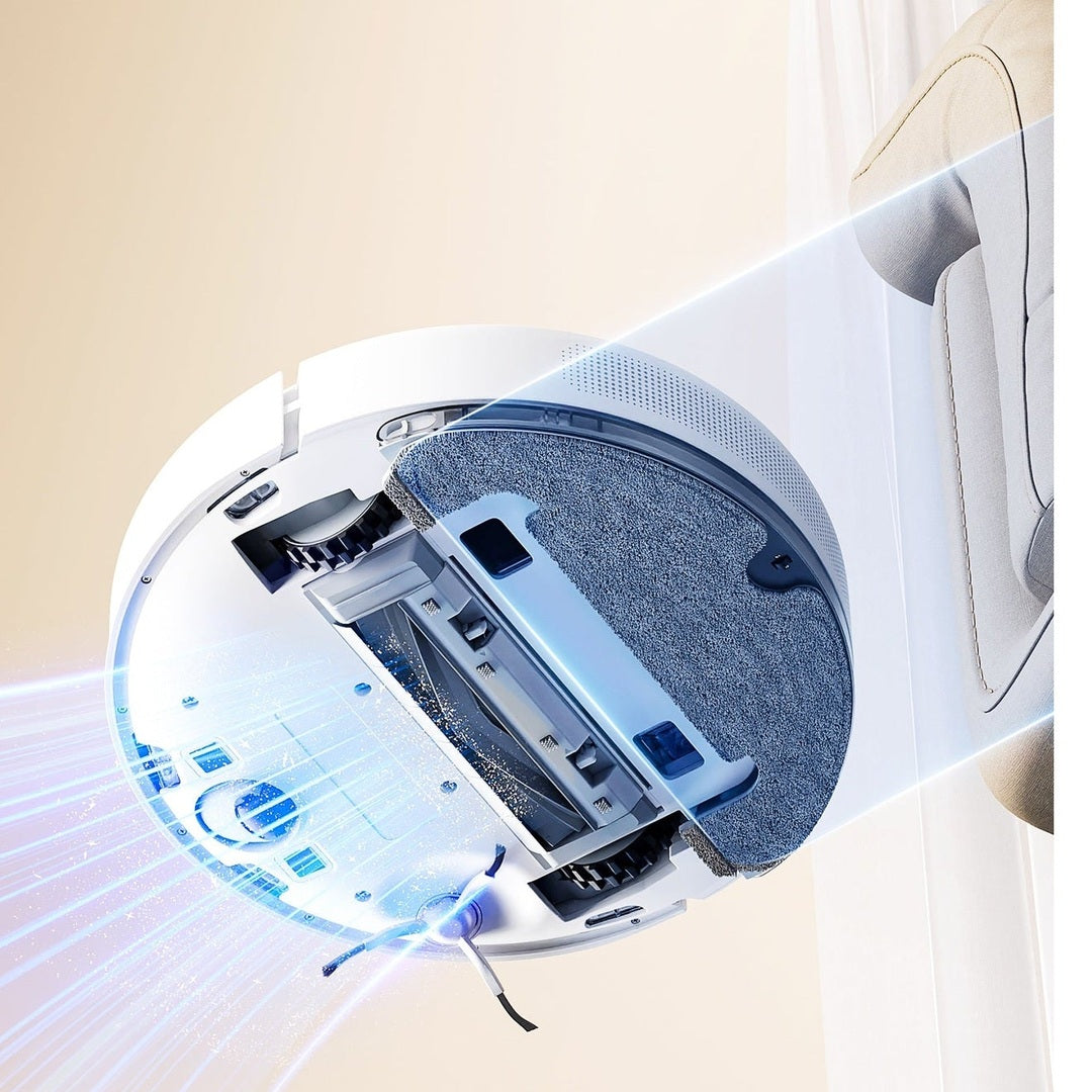 Dreame D10 Plus Gen 2 RLD32GD robot vacuum, graphic of the underside with mop cloth