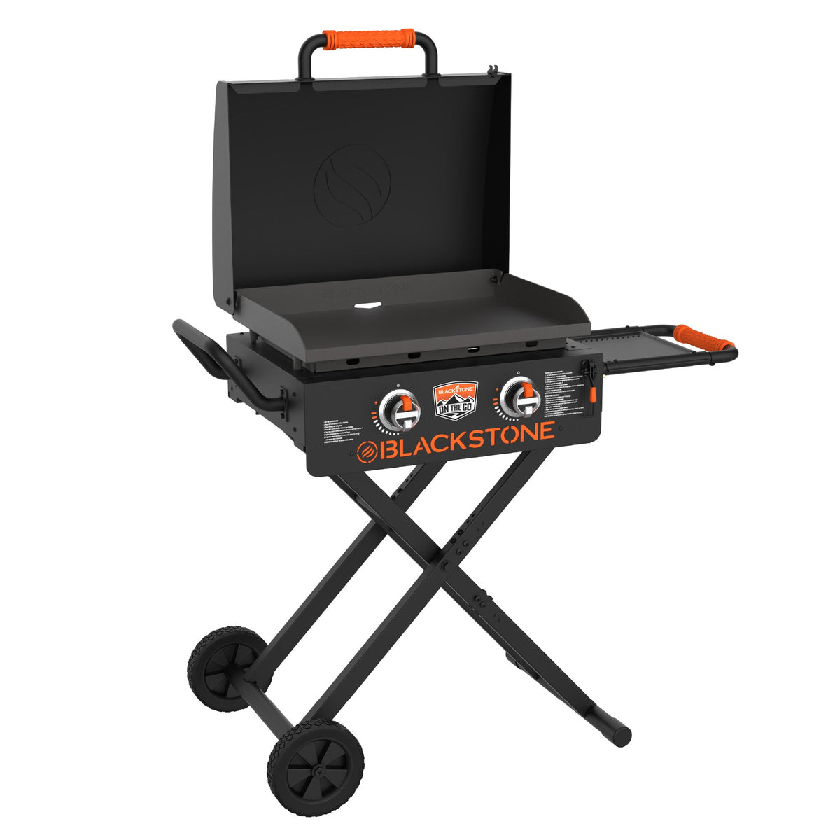 Blackstone On The Go 22" Omnivore Gas Griddle with Hood and Flexfold Legs - Black - front view