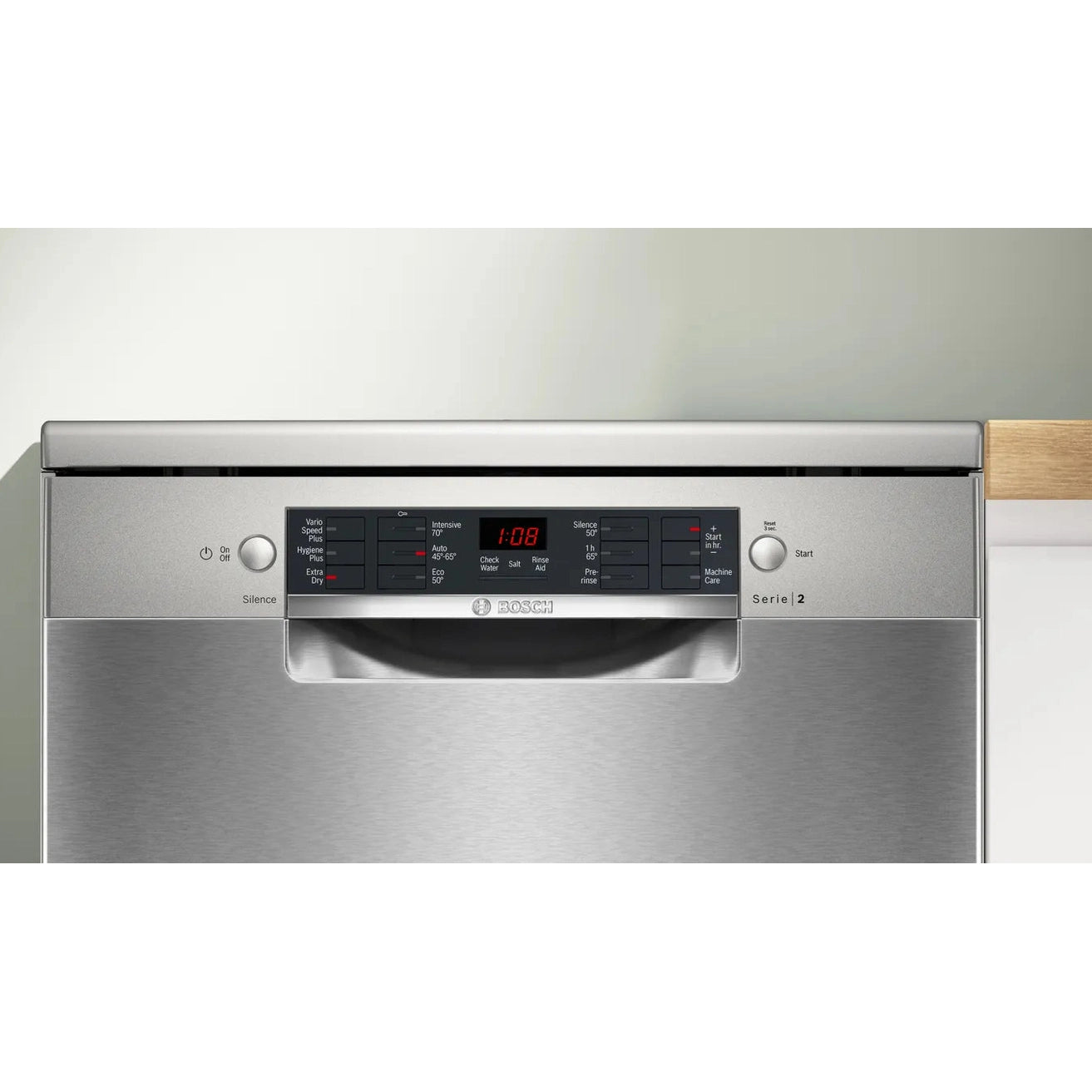 Bosch Series 2 free-standing dishwasher 60 cm Brushed steel anti-fingerprint | SMS26AI08G Bosch Dishwasher Euronics Ireland