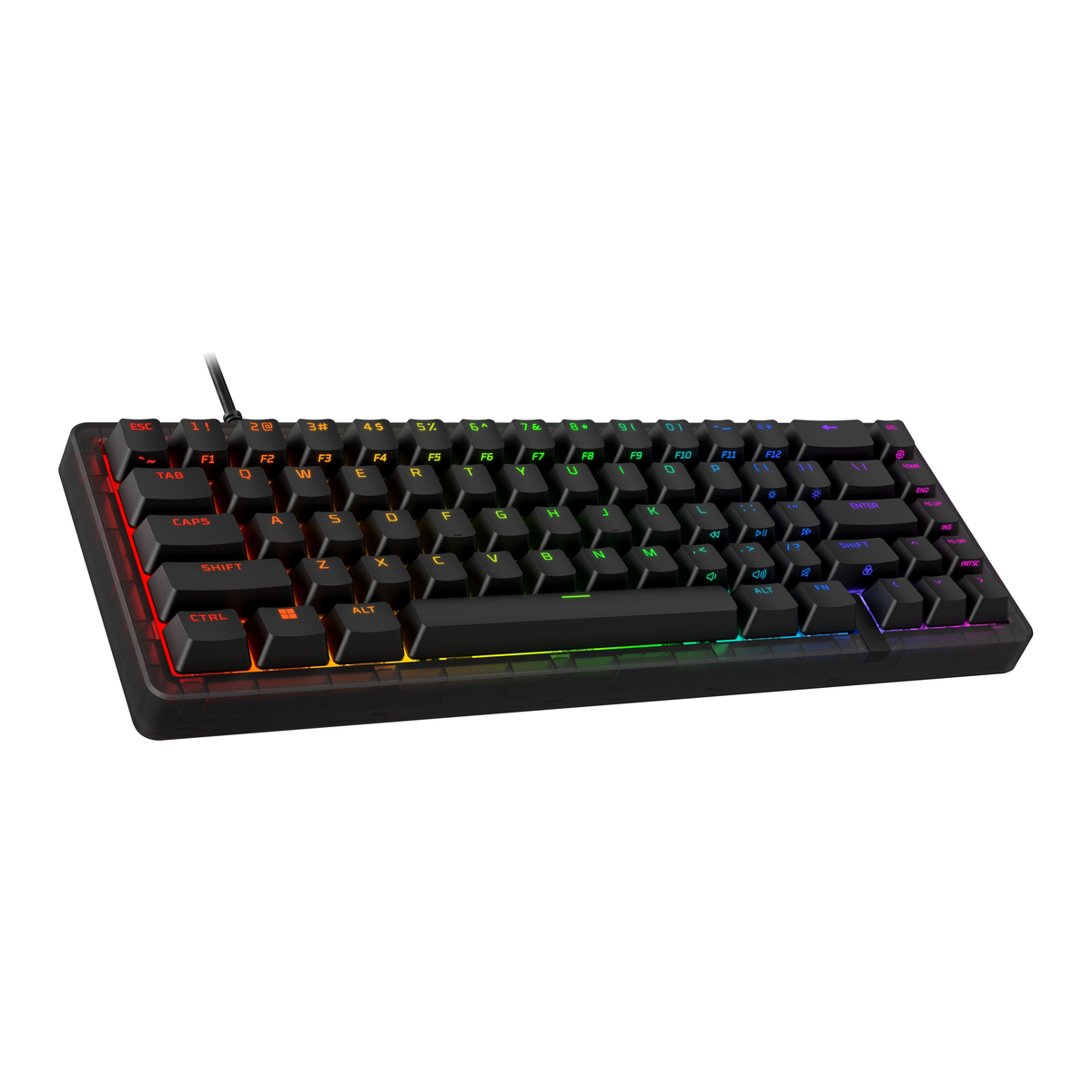 HyperX Origins 2 65 Wired Mechanical Gaming Keyboard, UK Layout - Black - angled view