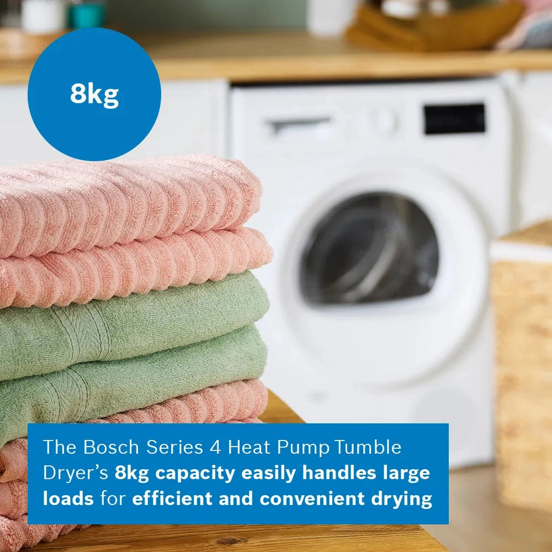 Bosch Series 4 Heat pump tumble dryer 8 kg White | WTH85225GB Bosch Tumble Dryer Euronics Ireland