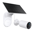 Tapo C410 KIT solar-powered security camera and panel, angled view