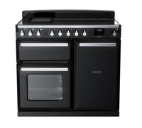 Rangemaster Estel Deluxe 100 Induction range cooker in Gloss Black with Chrome trim