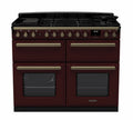 Rangemaster Estel Deluxe 110 Dual Fuel range cooker in Bordeaux with Antique Brass trim