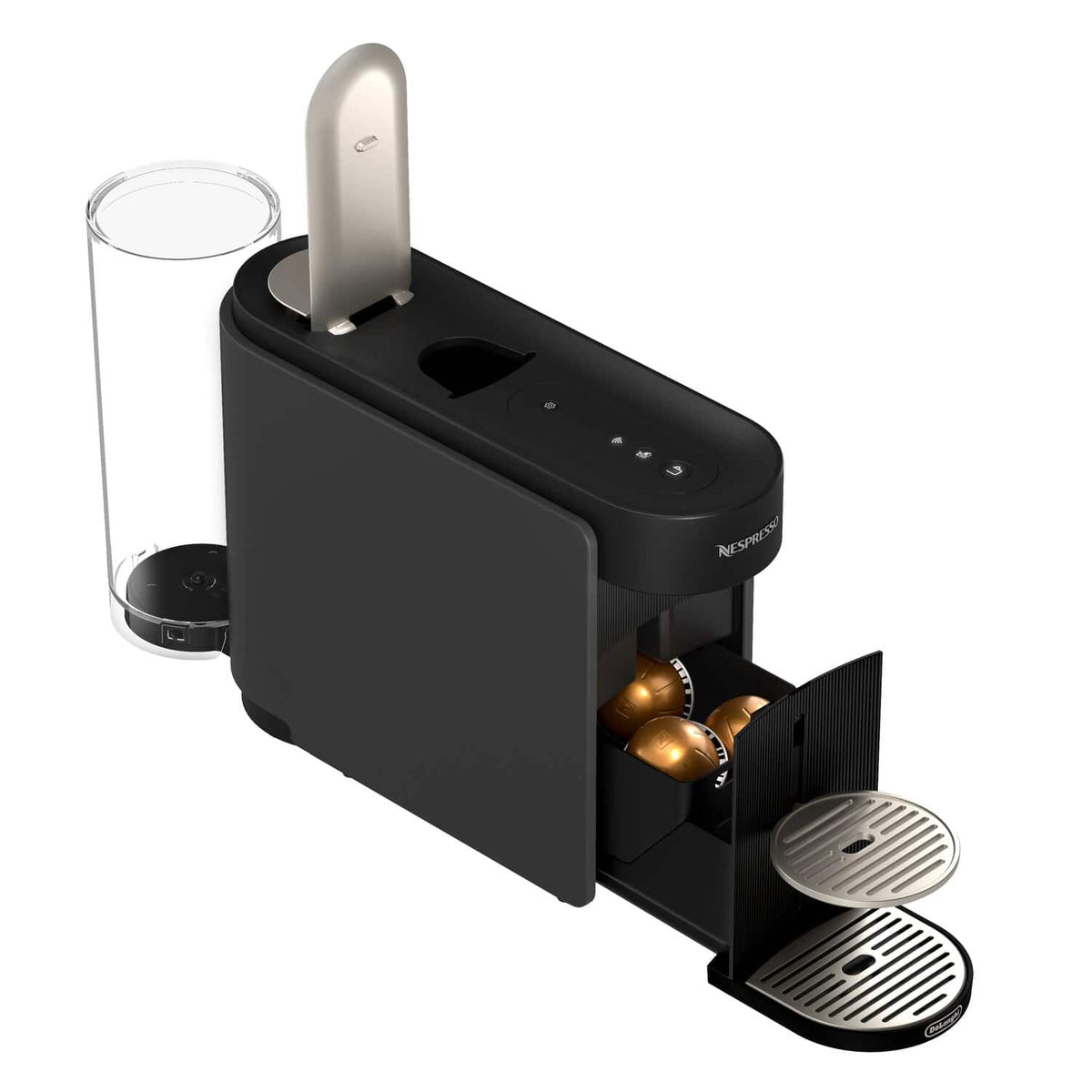 De'Longhi Nespresso Vertuo Up Coffee Machine - Dark Grey - open capsule holder