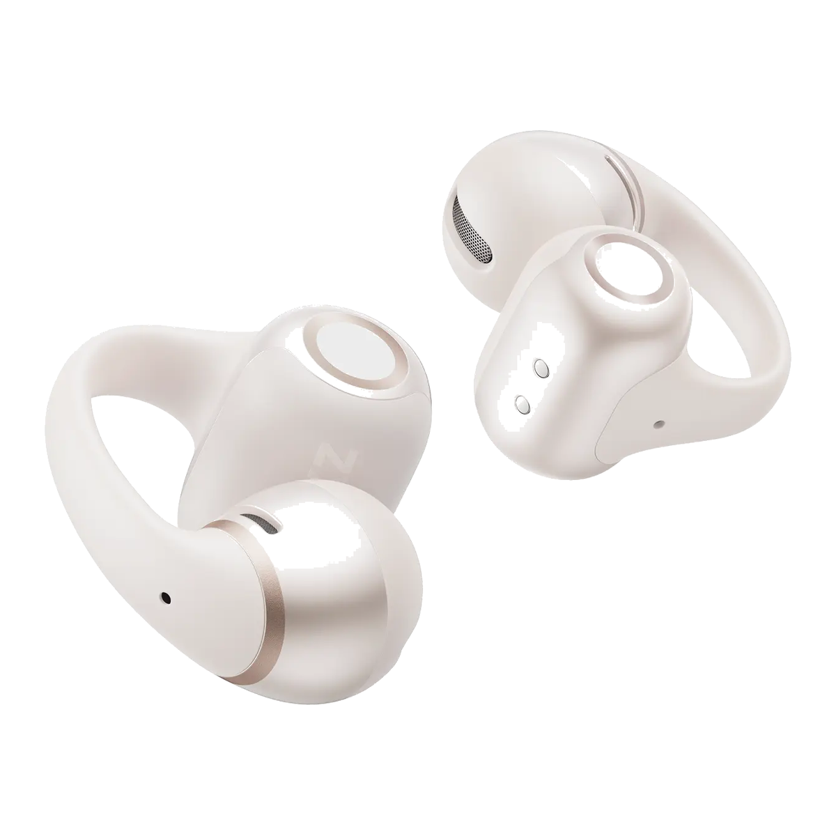 Shokz OpenDots 2 Open-Ear Clip-On Earbuds - Pearl White - front view