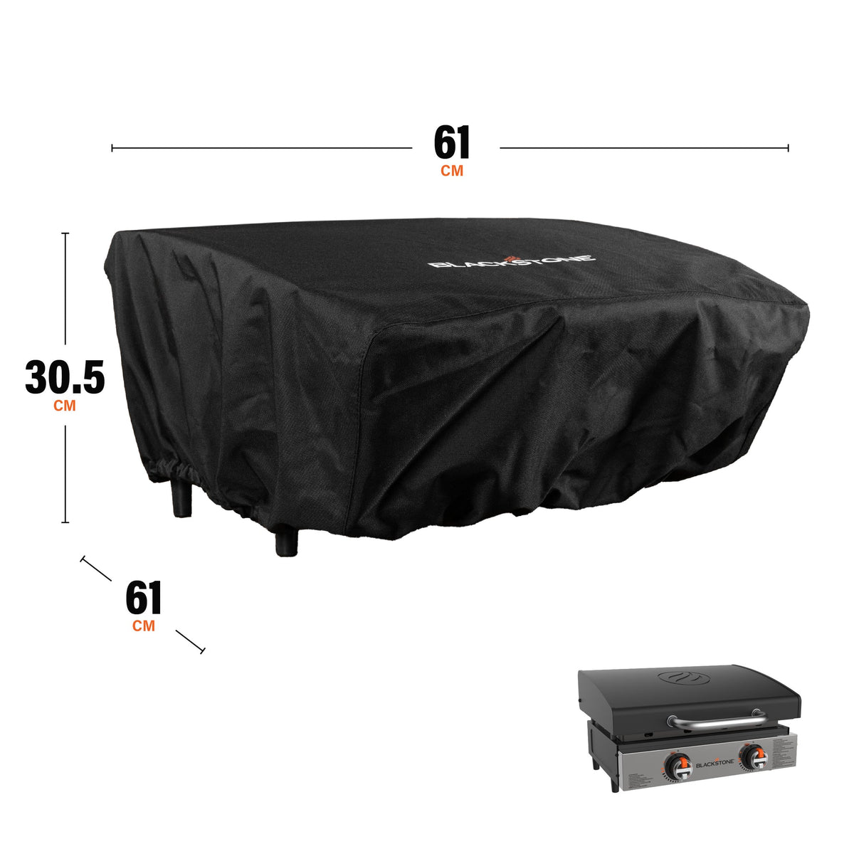 Blackstone 22" Tabletop Griddle Cover - Black - dimensions