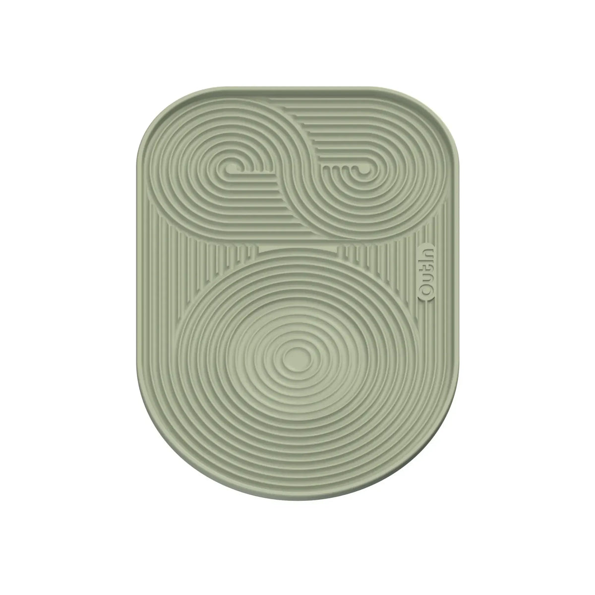 Outin Silicone Coffee Mat in green with geometric ridged surface