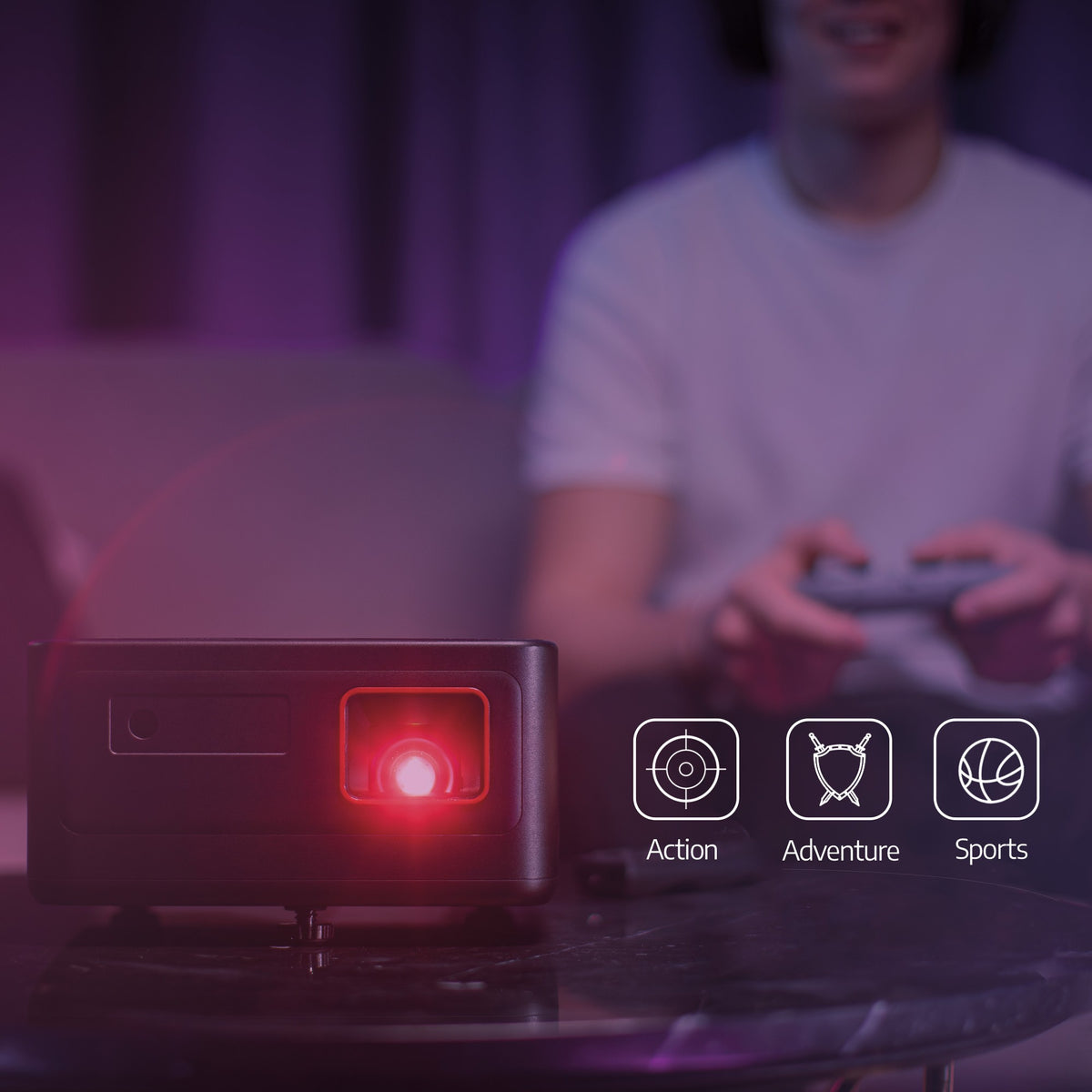 Philips GamePix 900 4K DLP Gaming Projector, 240Hz - Black - three gaming presets