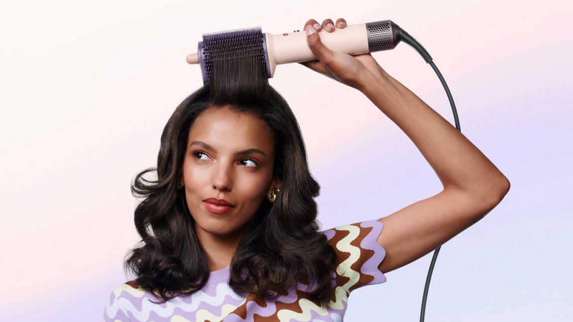 Dyson Airsmooth Hot Styling Brush - Ceramic Pink/Rose Gold - smoothing and curling