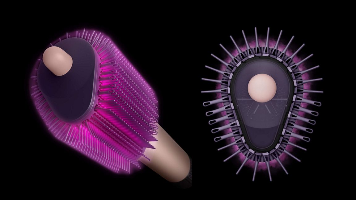 Dyson Airsmooth Hot Styling Brush - Ceramic Pink/Rose Gold - airflow through the bristles
