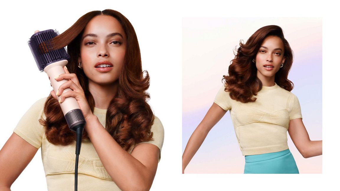 Dyson Airsmooth Hot Styling Brush - Ceramic Pink/Rose Gold - styling and the finished blow-dry