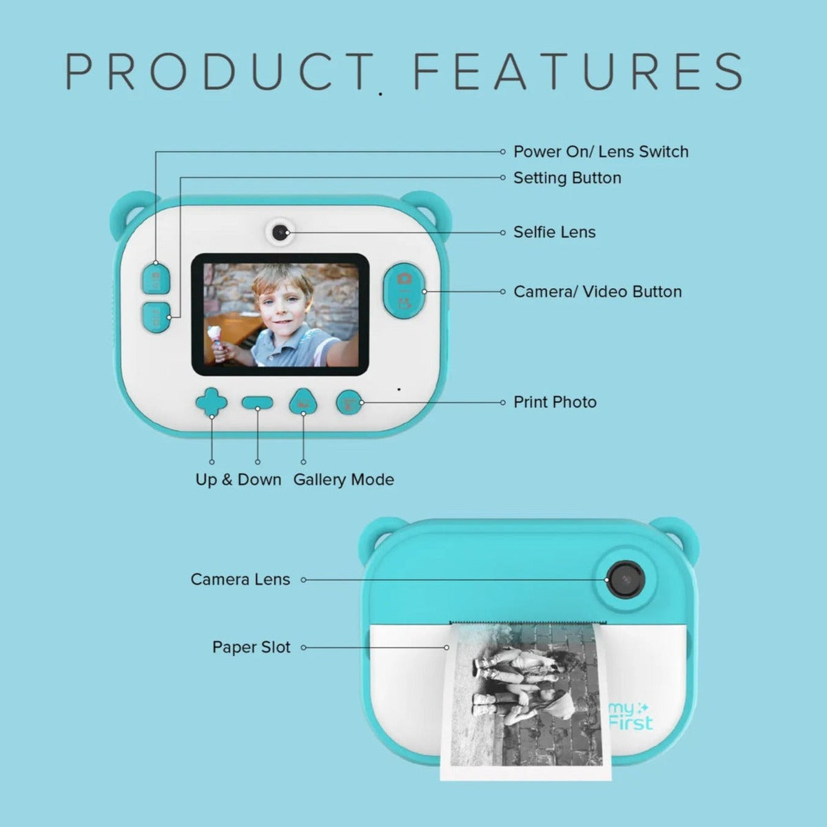 myFirst Camera Insta 2 Kids Instant Print Camera - Blue - product features