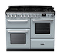 Rangemaster Estel Deluxe 110 Dual Fuel range cooker in Misty Blue with Chrome trim