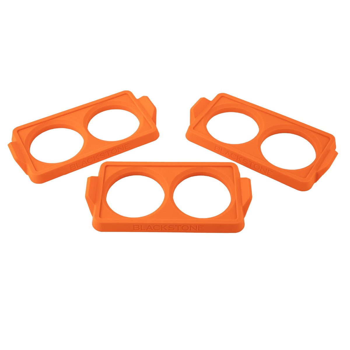Blackstone 2 Section Silicone Egg Ring Trays, 3 Pack - Orange - three orange silicone trays