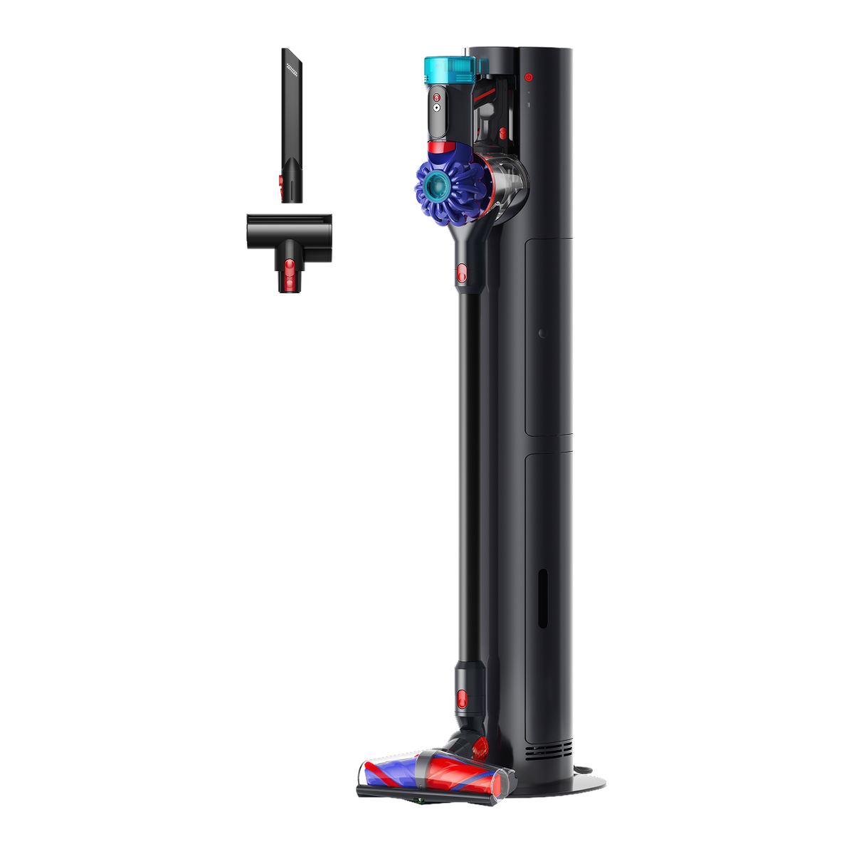 Dyson V10 Konical Cordless Vacuum Cleaner with Auto-empty Dok - Black - front view with Auto-empty Dok
