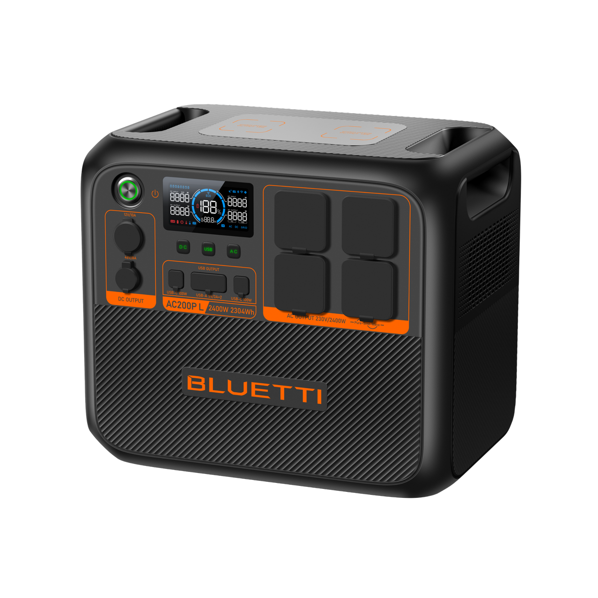 BLUETTI AC200PL 2,304Wh 2,400W Expandable Power Station - angled view from above