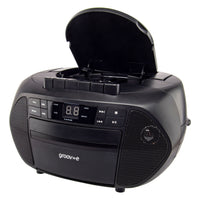 Groov-e Traditional Boombox CD Cassette and FM Radio Black - official product image