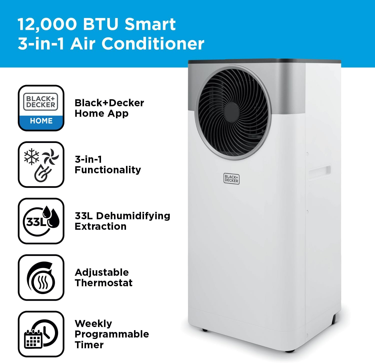 BLACK+DECKER 12,000 BTU Smart Portable Air Conditioner | BXAC40035GB