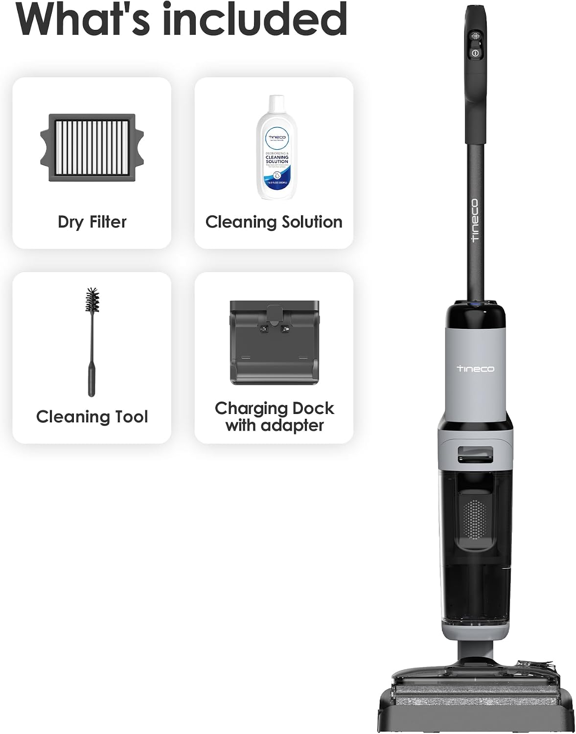 Tineco FLOOR ONE i5 Stretch Cordless Wet and Dry Vacuum Cleaner - what's in the box