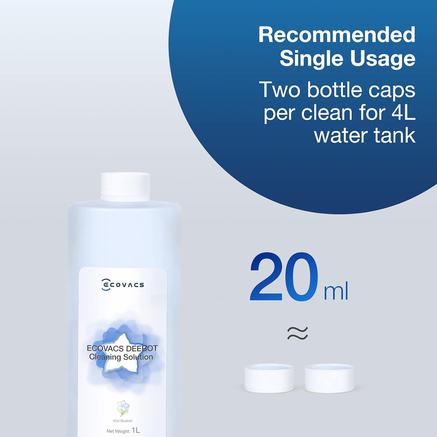 Ecovacs DEEBOT Cleaning Solution 1L - Floor Cleaning for OZMO Mopping System | 270-D-SO01-0019