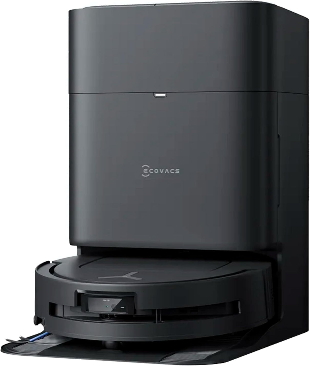 Ecovacs DEEBOT T80 OMNI - Black - robot docked in the OMNI station, front angled view