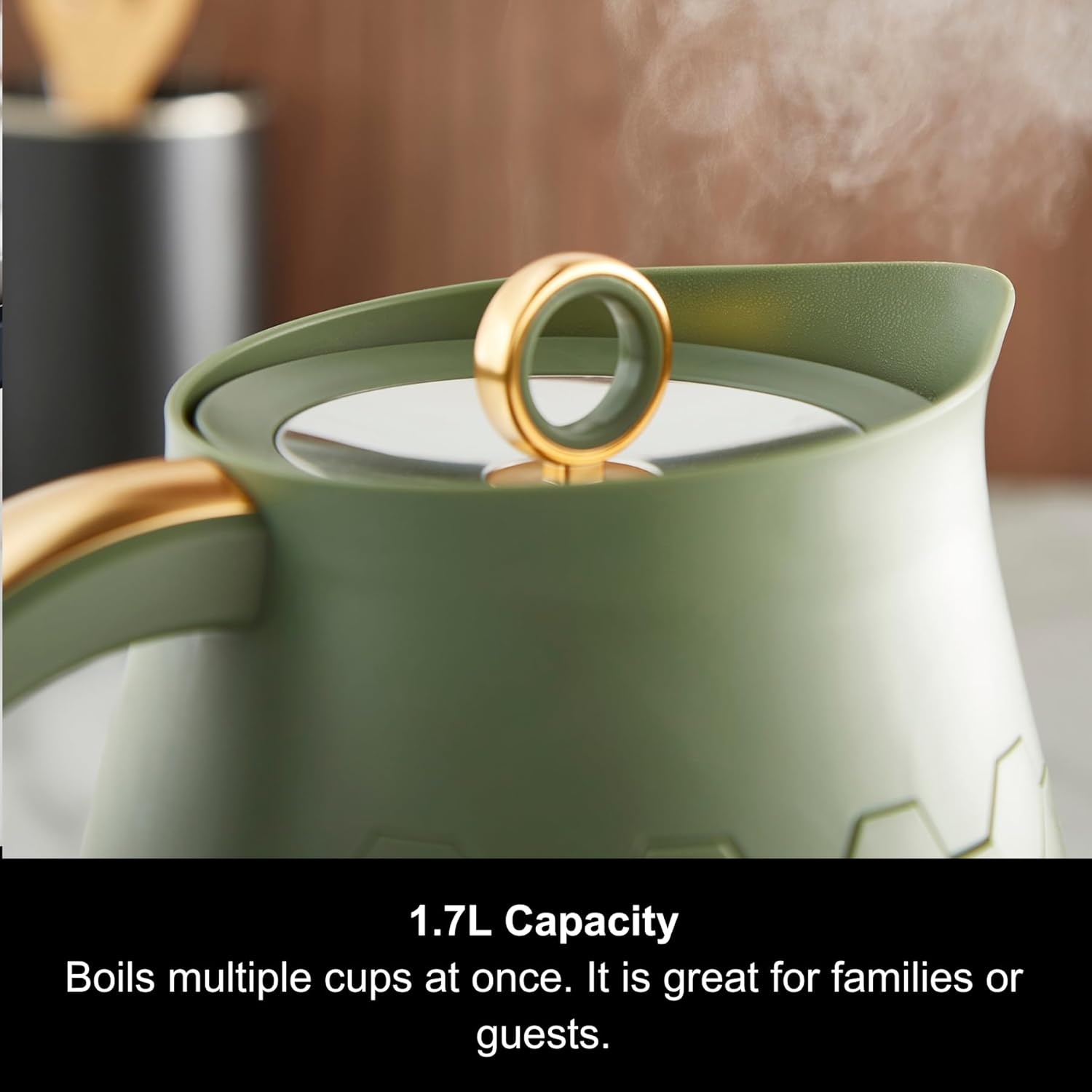 Morphy Richards Cassini 1.7L Rapid Boil Jug Kettle, Olivine Green | 103022