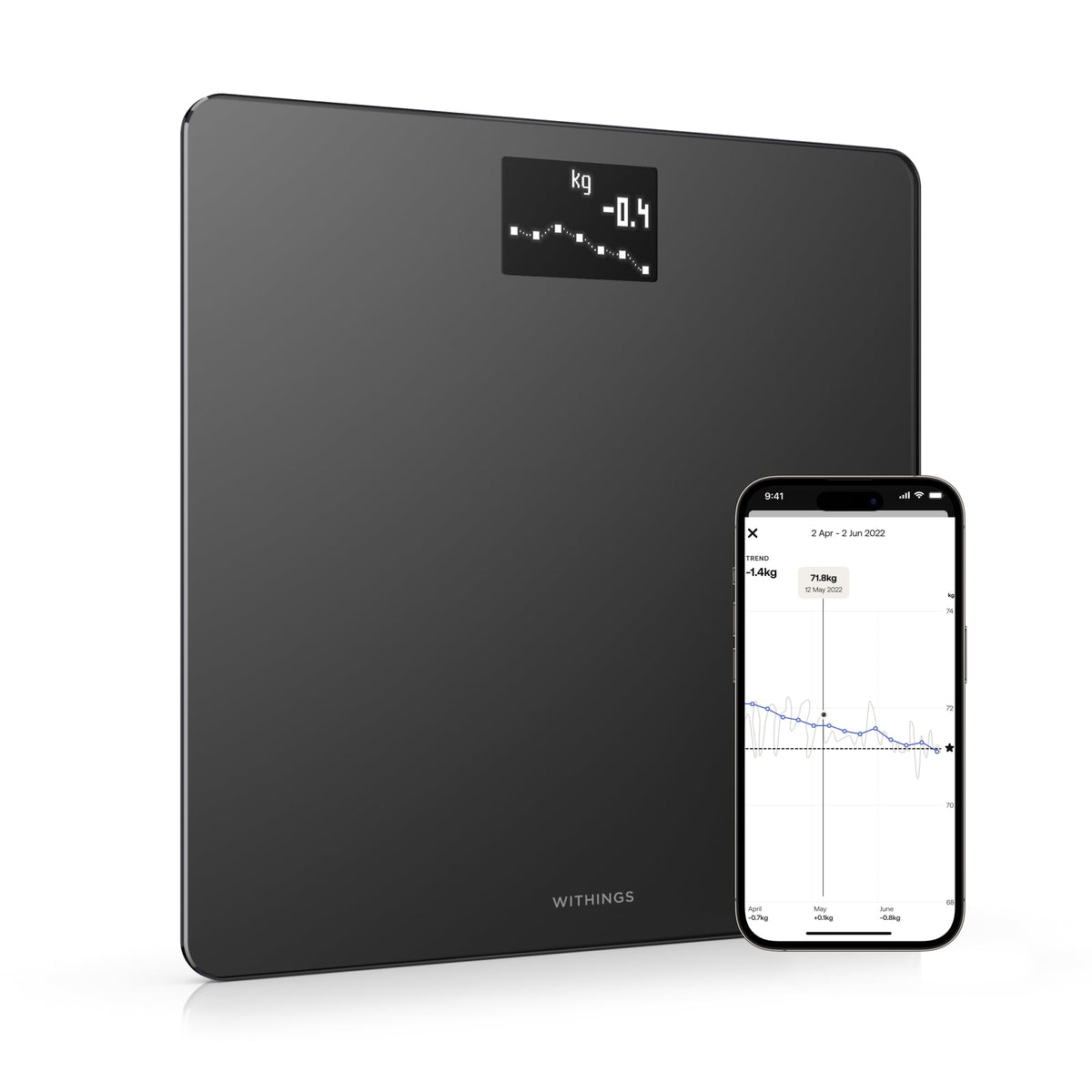 Withings Body Wi-Fi Smart Scale - Black - front view