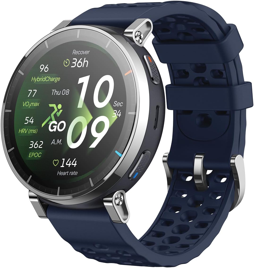 Amazfit Active 3 Premium 45mm Smartwatch - Atlas Blue - angled view