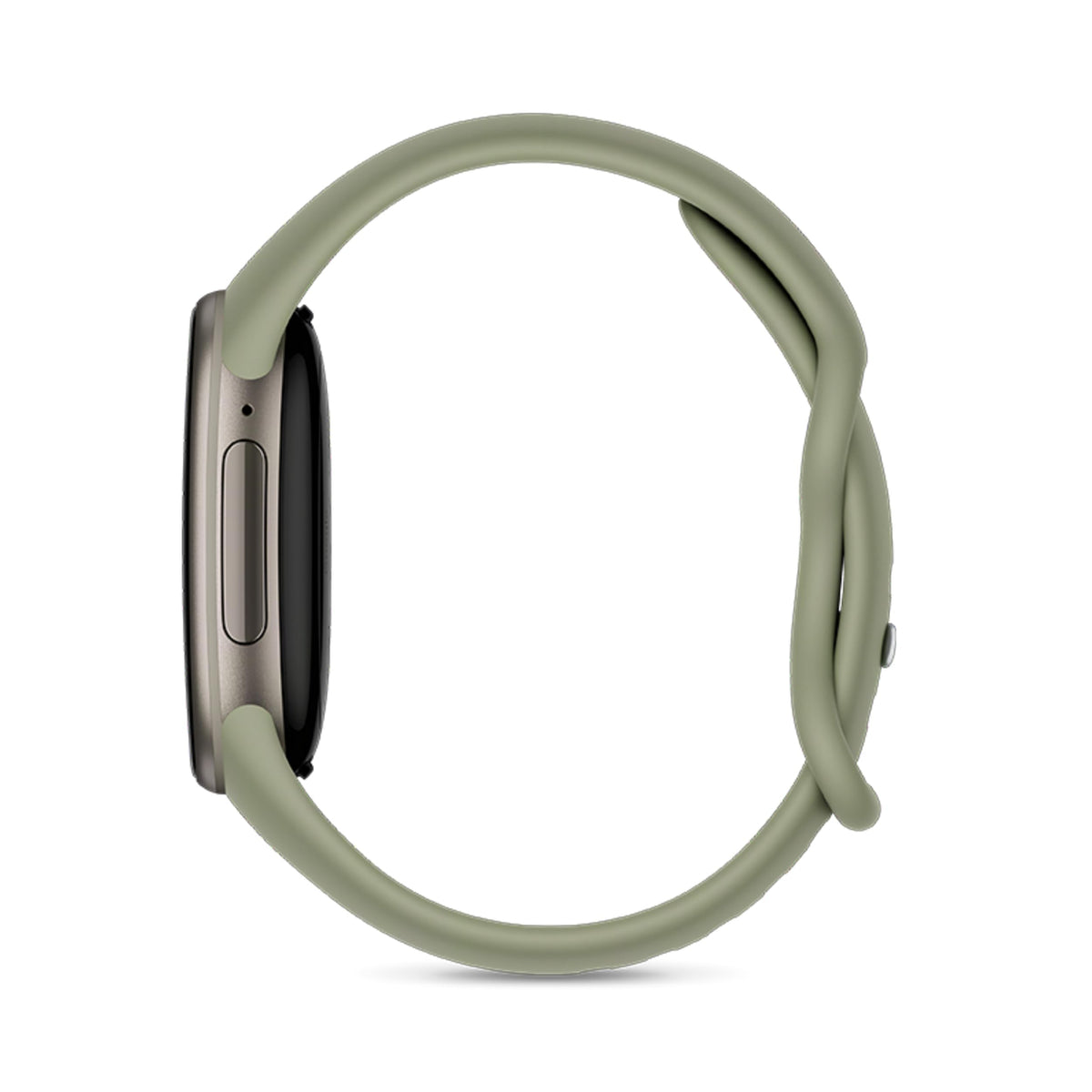 Google Fitbit Edge Smartwatch - Olive Pyrite - side view