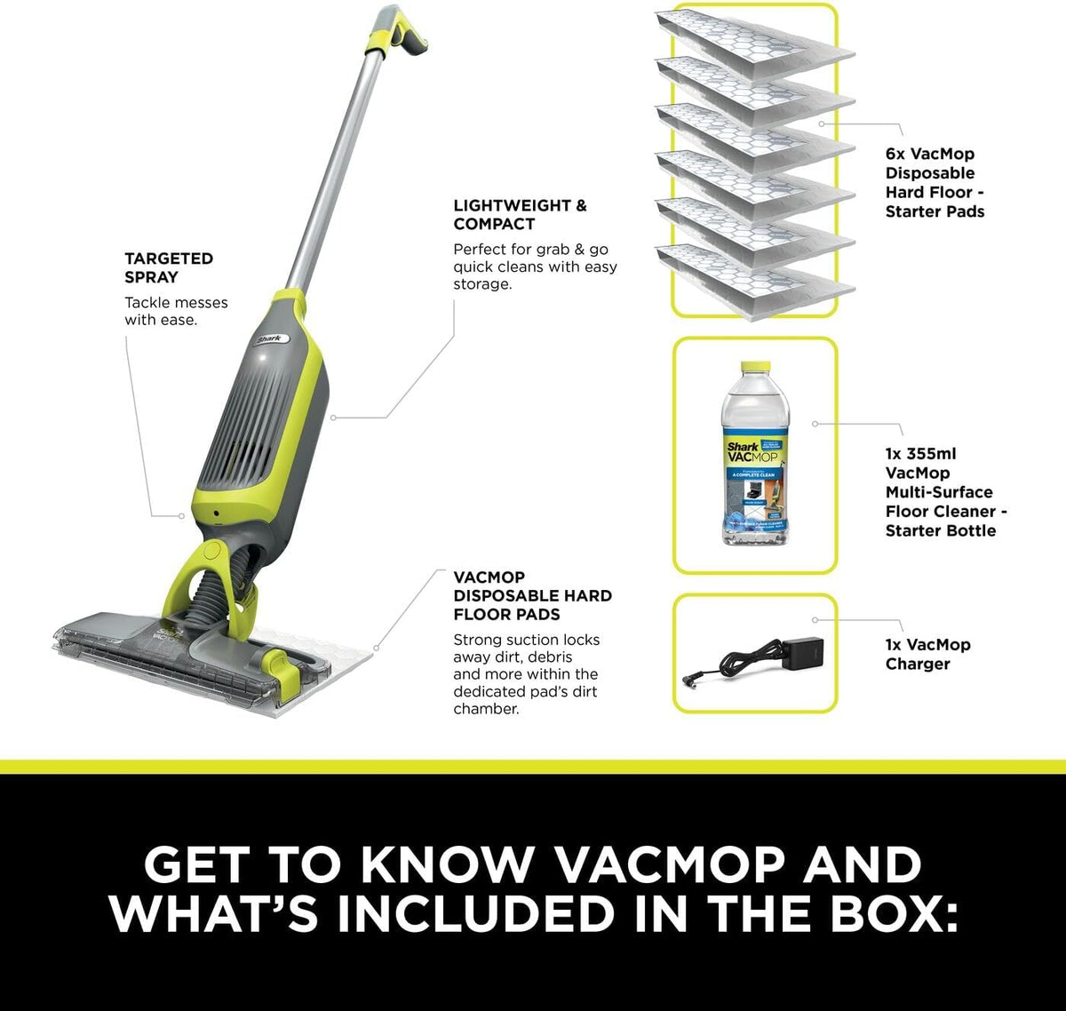 Shark VacMop 2-in-1 Cordless Vacuum Mop with Targeted Spray | VM200UK