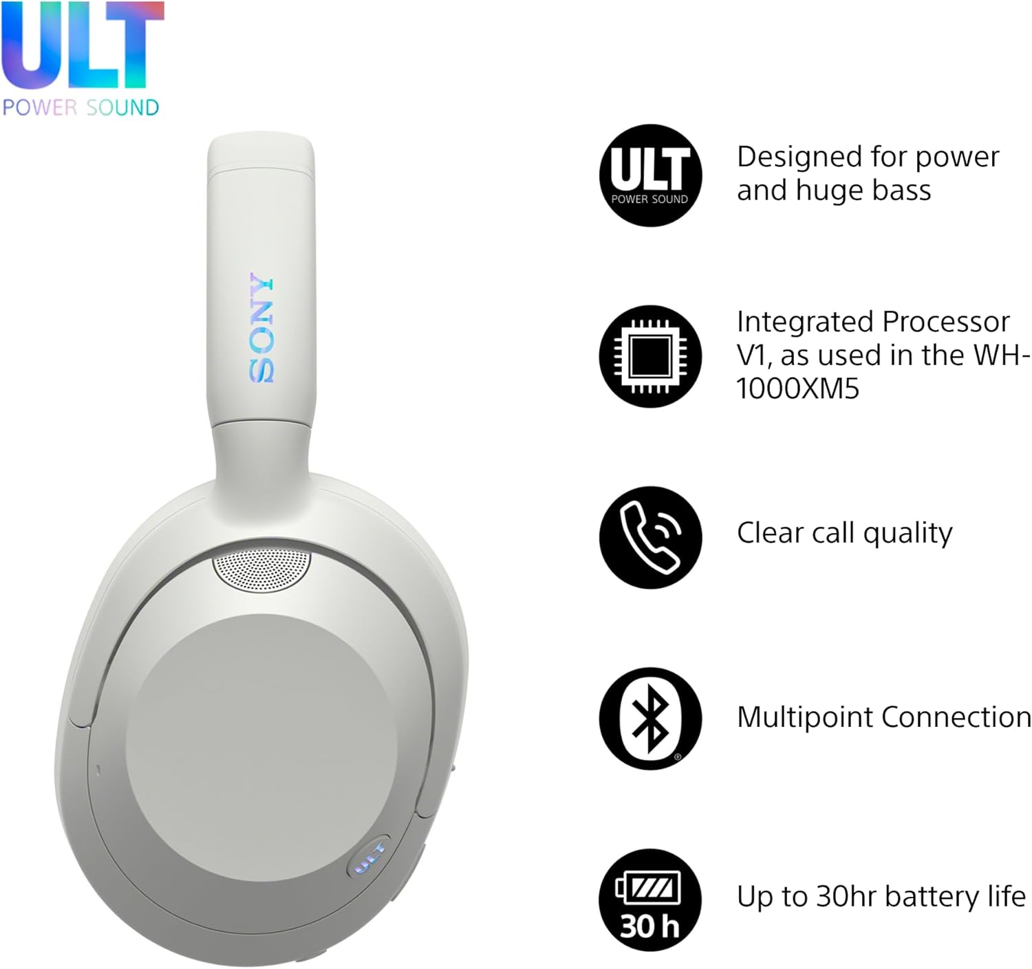 Sony ULT WEAR Wireless Noise‑Cancelling Headphones – Off‑White | WH‑ULT900N/W