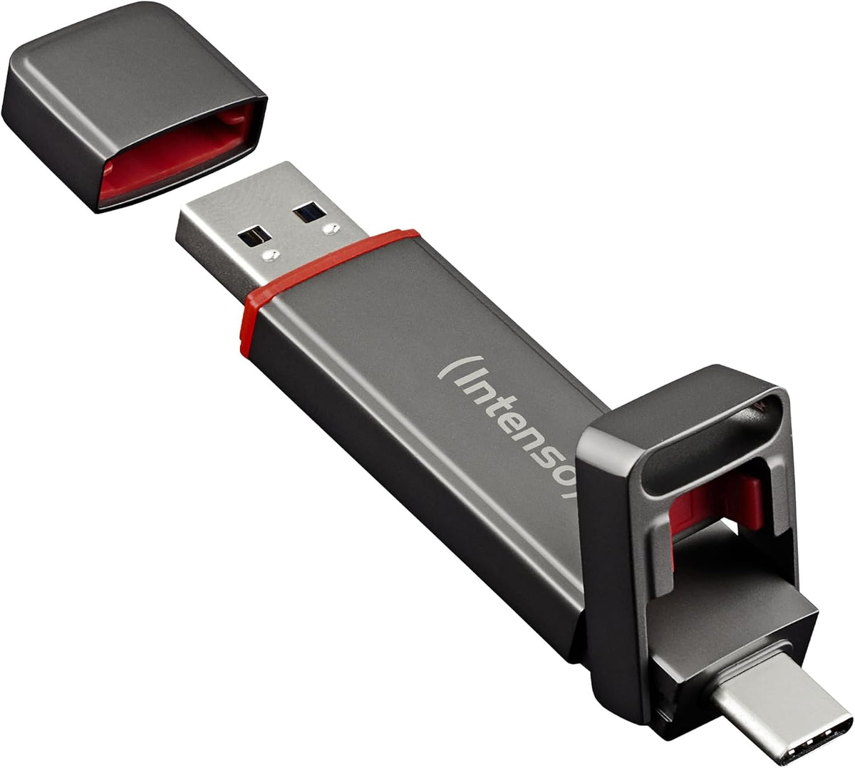 Intenso UX100 250GB External USB-SSD, USB-C & USB-A - Anthracite - front view