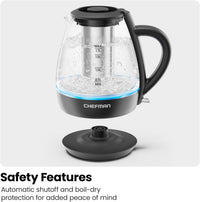 Chefman Fast-Boil 1.7L Electric Kettle with Tea Infuser | RJ11-17-GMRL-TI